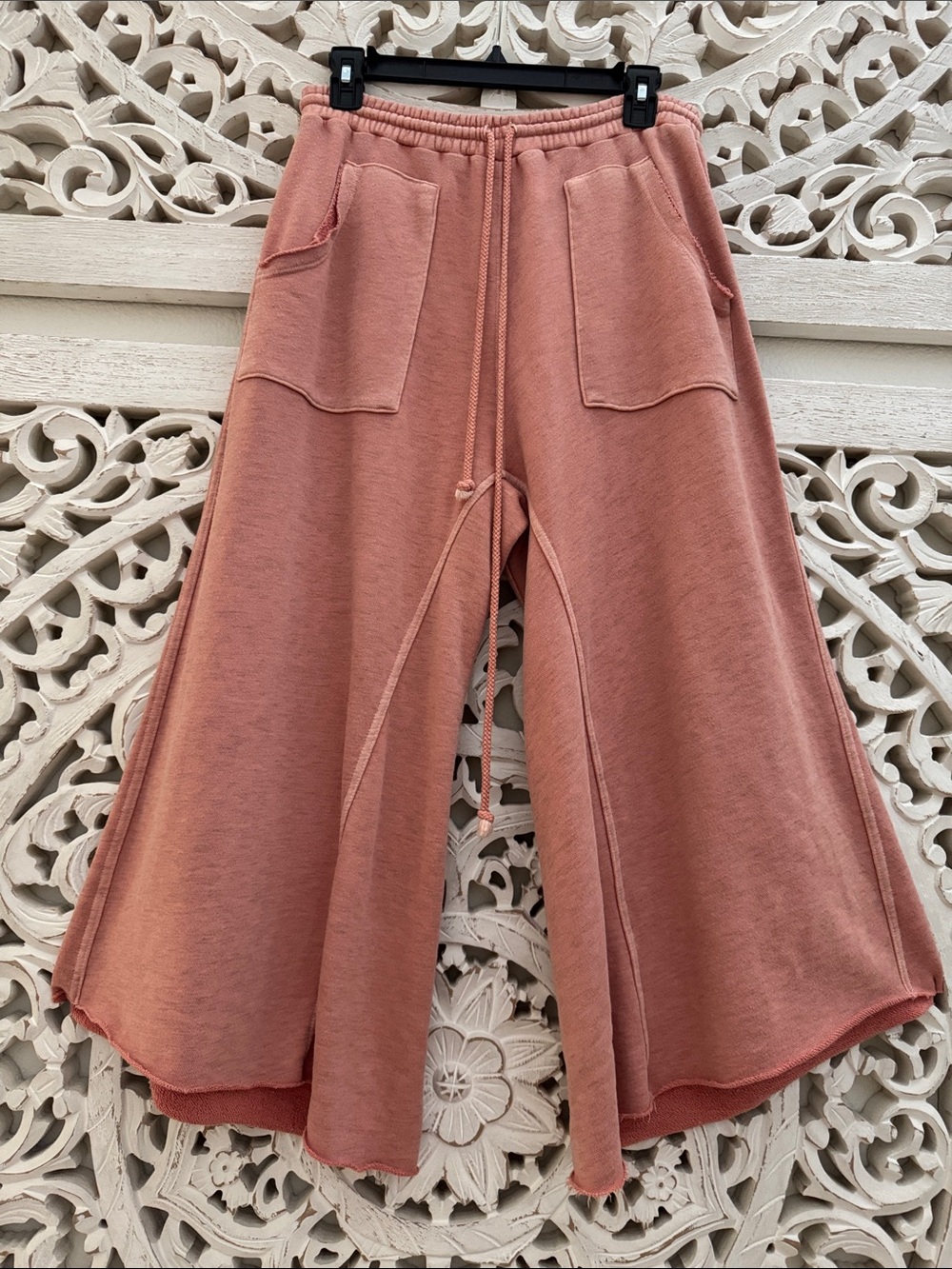 Free People Dusty Rose Wide-Leg Drawstring Sweatpants - Picture 1 of 7